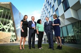 Claire McFerran, Chair of the Marketing Society (left) with Matt Cooper, MC, Professor Jenni Romaniuk, Guest Speaker, Bill Kinlay, from Group M and Karen Hand